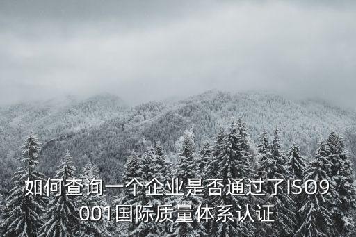 如何查詢一個(gè)企業(yè)是否通過了ISO9001國際質(zhì)量體系認(rèn)證