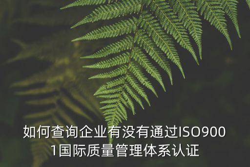 如何查詢企業(yè)有沒有通過ISO9001國際質(zhì)量管理體系認(rèn)證