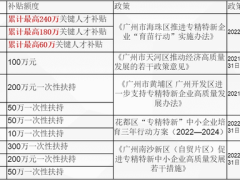 廣州市各區(qū)2024年度專精特新企業(yè)補貼標(biāo)準(zhǔn)